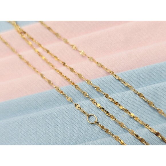 Unique 14K Yellow Gold Designer Resizable Mirror Valentino Link Chain Necklace - Picture 7 of 14